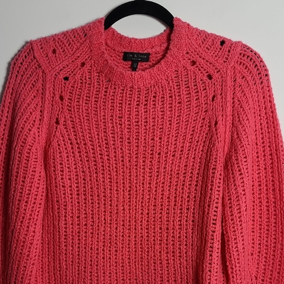 RAG & BONE Arizona Merino Wool Open Knit Sweater in Pink Size XS - Picture 9 of 16